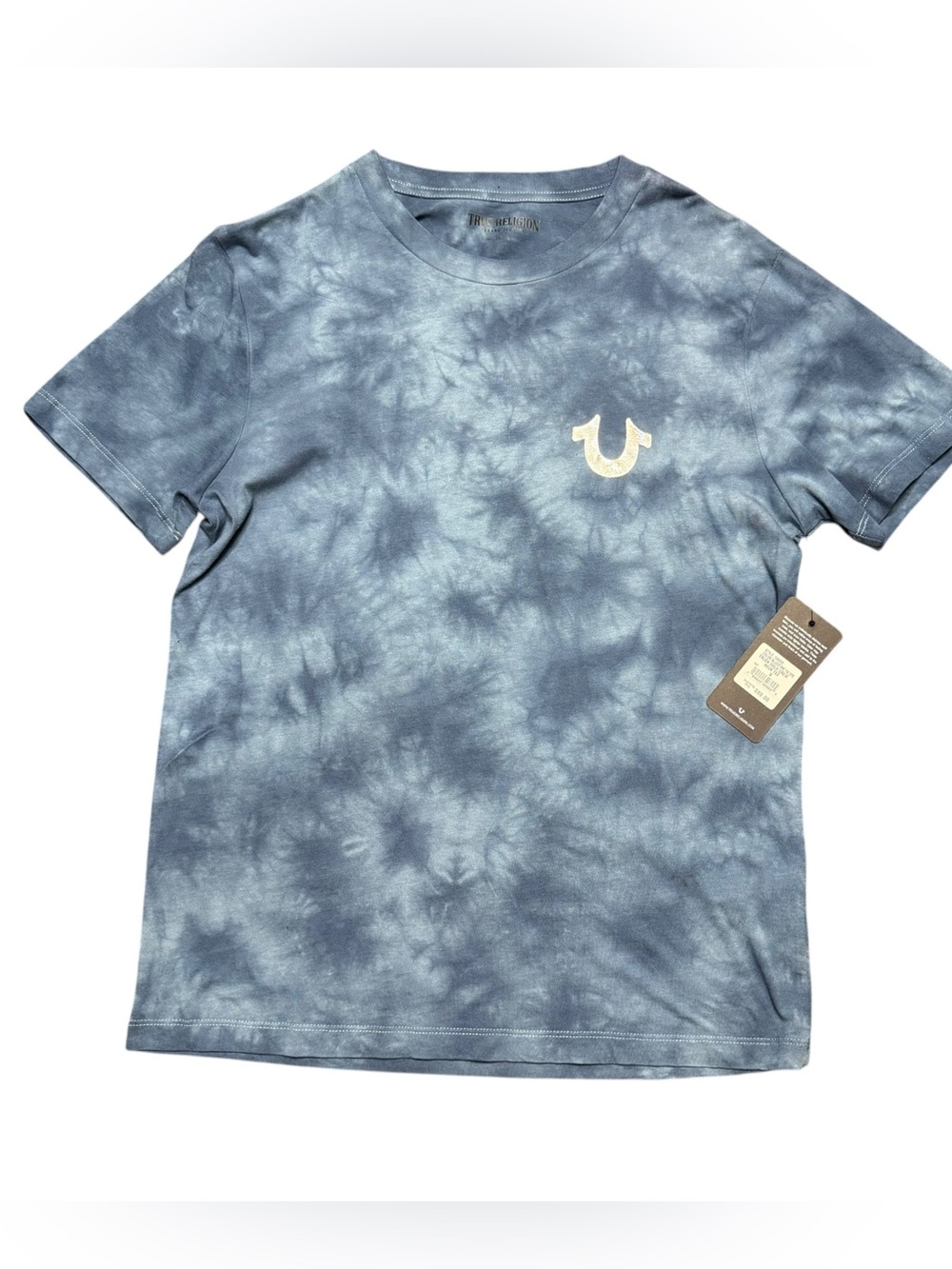 True Religion TRLGN Halo Tee Men’s Small Bluestone Tie Dye Logo NWT